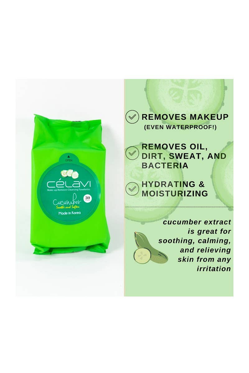 Celavi MT004 Makeup Cleansing Towelette Cucumber - 6pc