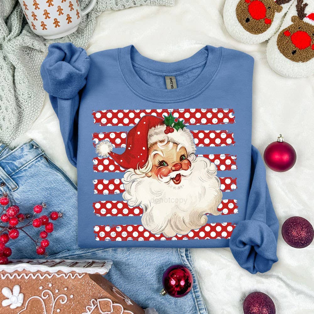 Vintage Santa Retro Polka Dot Christmas Short Sleeve Tee
