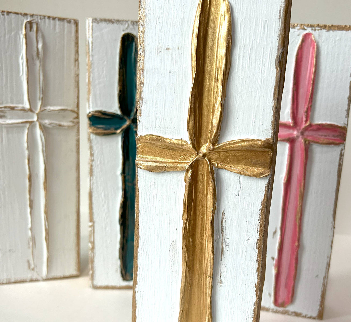 Tall Cross painted textured wedding baptism all-occasion: Gold cross