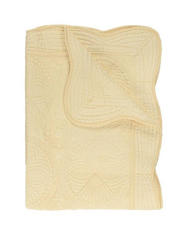 Heirloom Quilt - Baby Quilt Blanket Swaddle Monogram: White & Blue