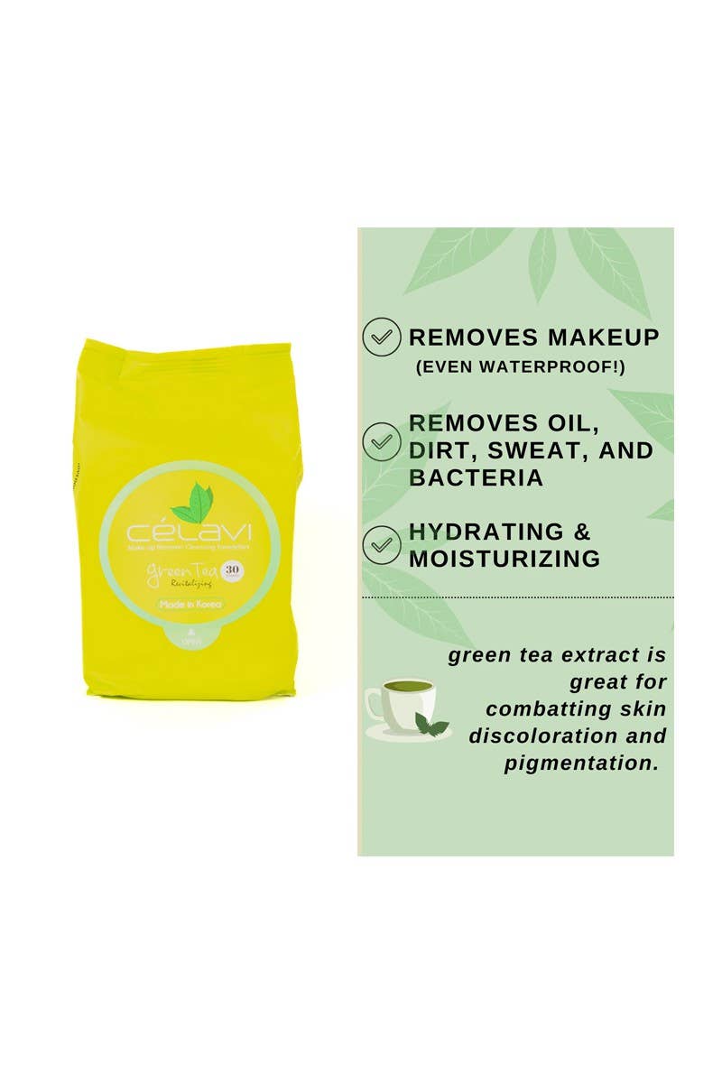 Celavi Makeup Cleansing Towelette Green Tea