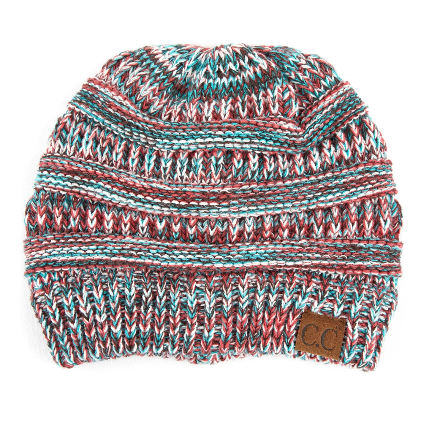 CC Beanie - Turquoise/Brown/Ivory/Cardinal