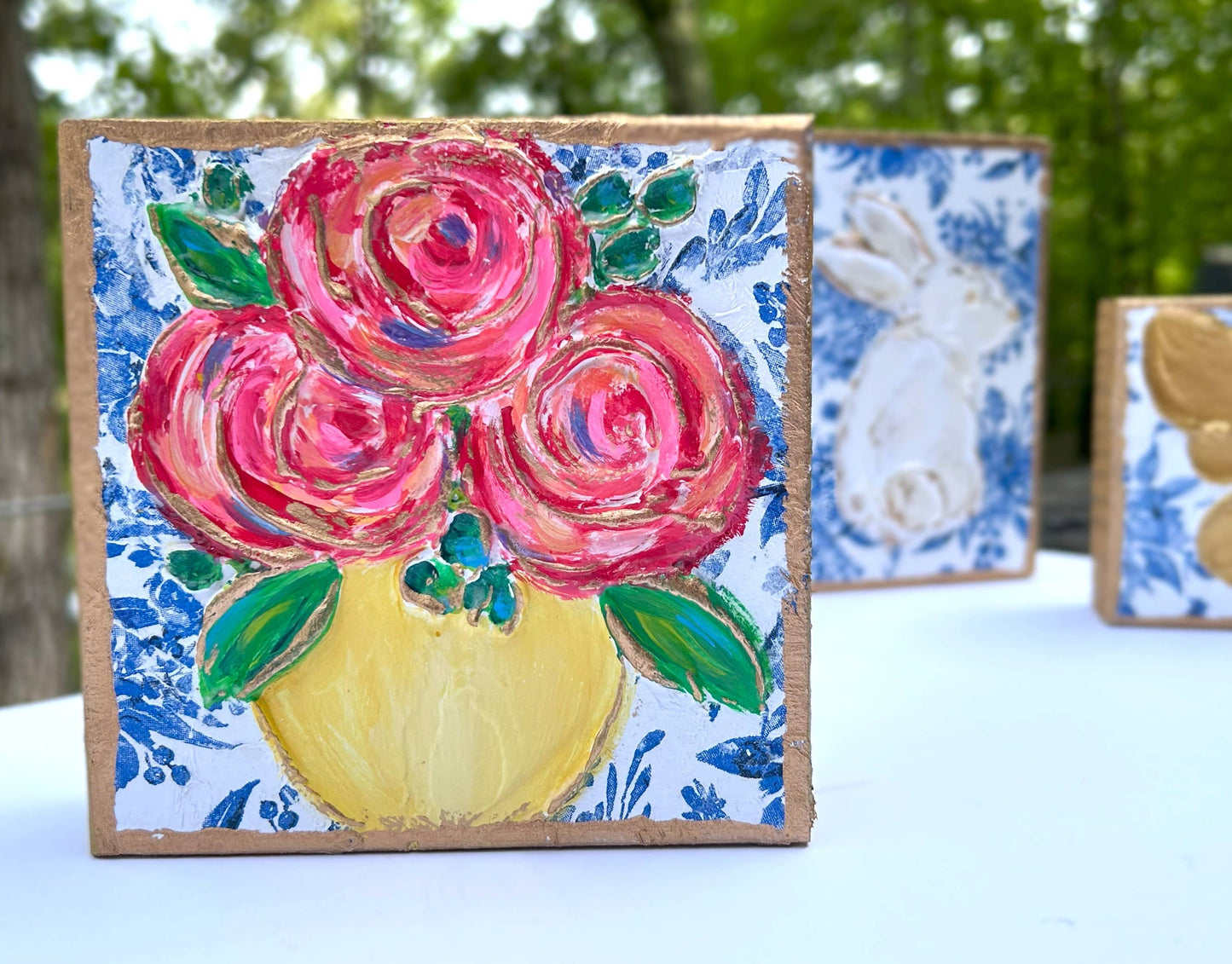 Chinoiserie Floral block | botanicals blue white bridal tea