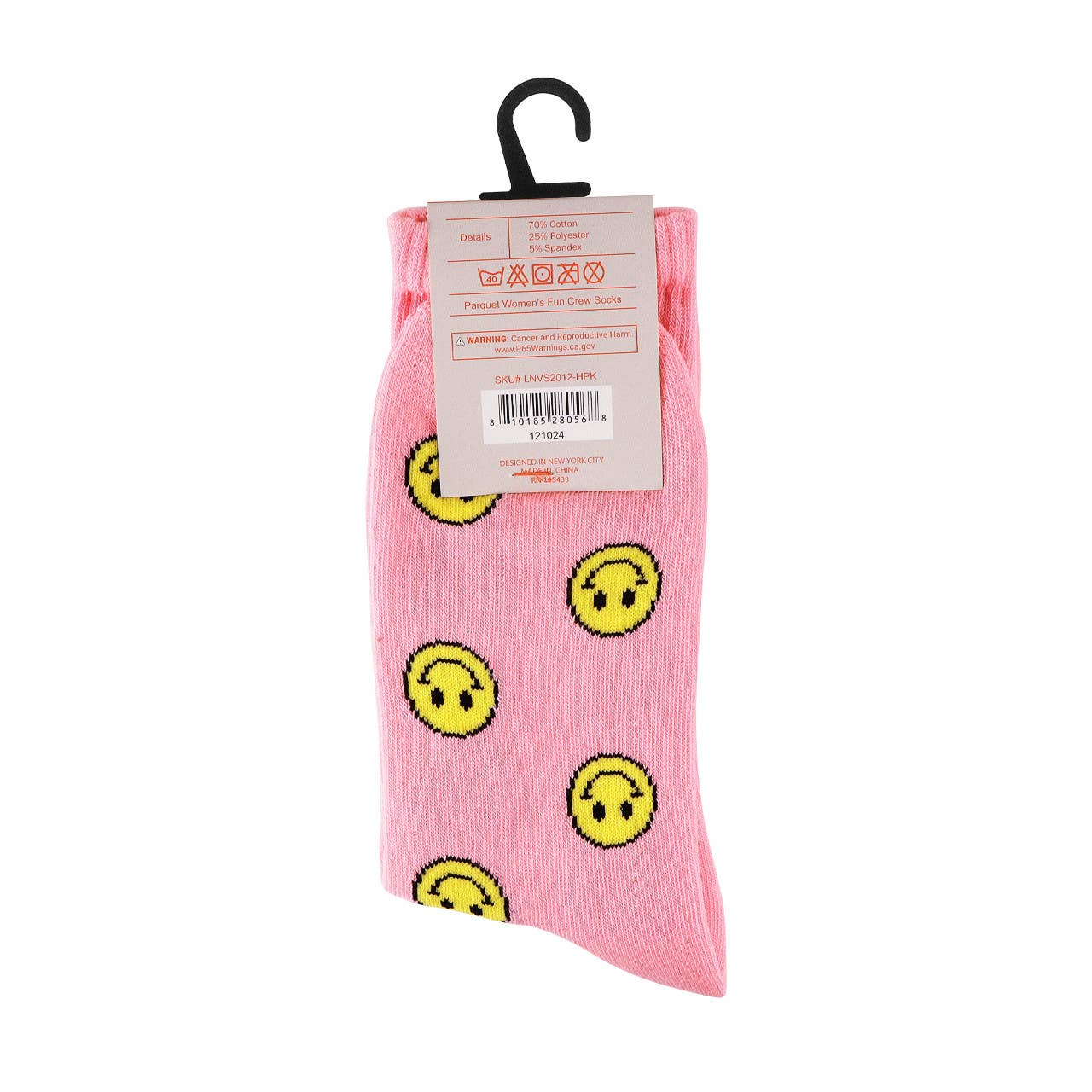 Women's Pink Smiley Face Novelty Socks
