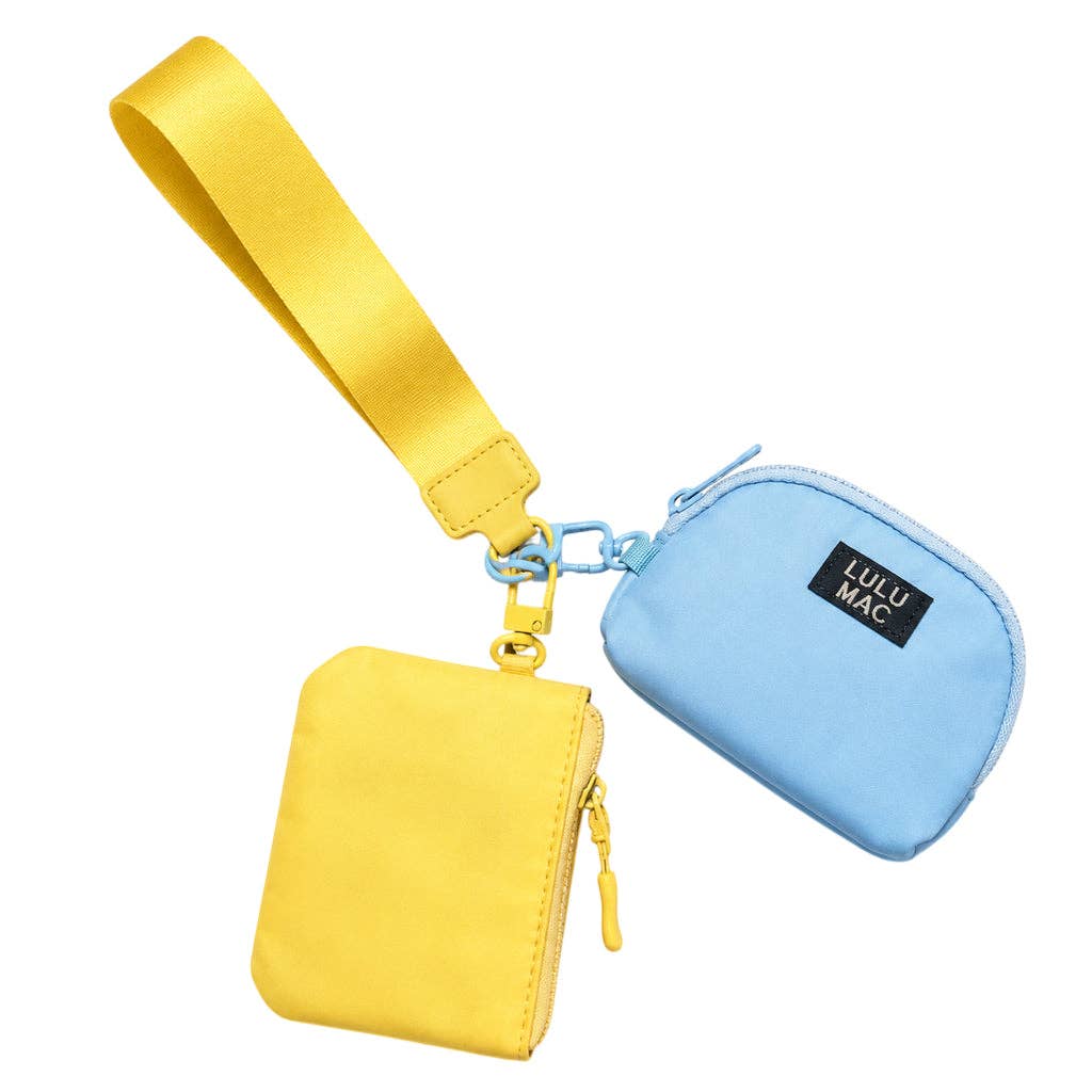 Lulu Mac Double Pouch Wristlets - Butter/Light Blue