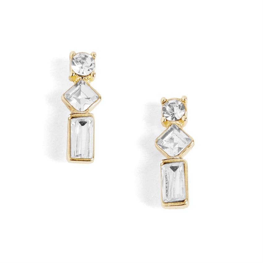 Gold Baguette Drop Stud Earrings: Gold / Stud