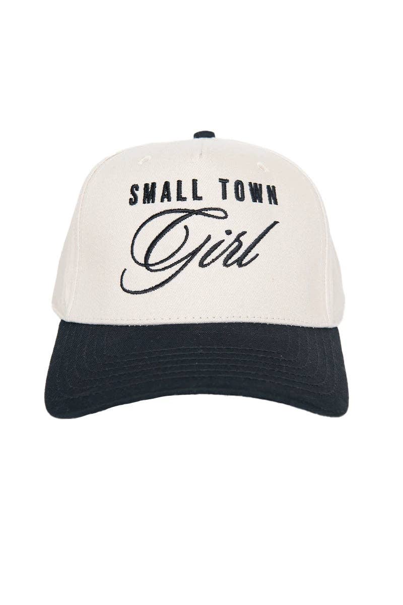 Small Town Girl Trucker Vintage Hat Grad Gift: Pink and Light Pink Stripe