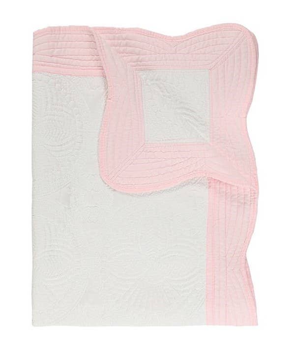 Heirloom Quilt - Baby Quilt Blanket Swaddle Monogram: White & Blue