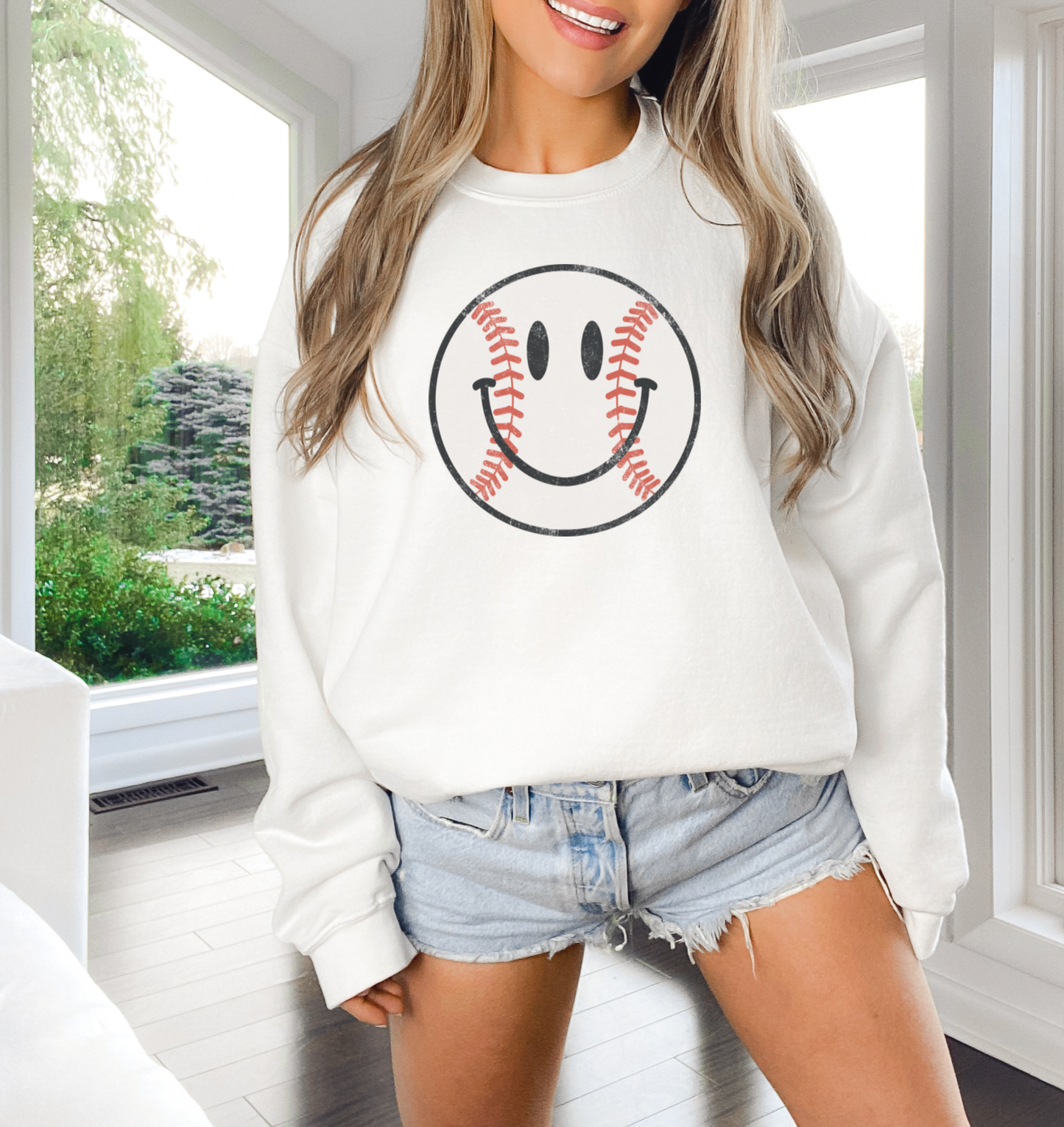 Baseball Smiley Sweatshirt