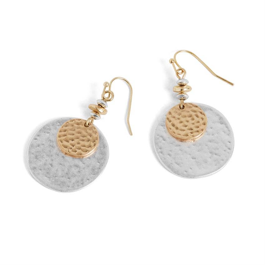 Two-Toned Double Hoop Dangle Earrings: Mixed