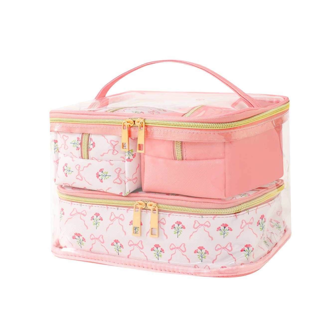 4pc Bows and Flowers Print Cosmetic Set - LNCTB2018-PK