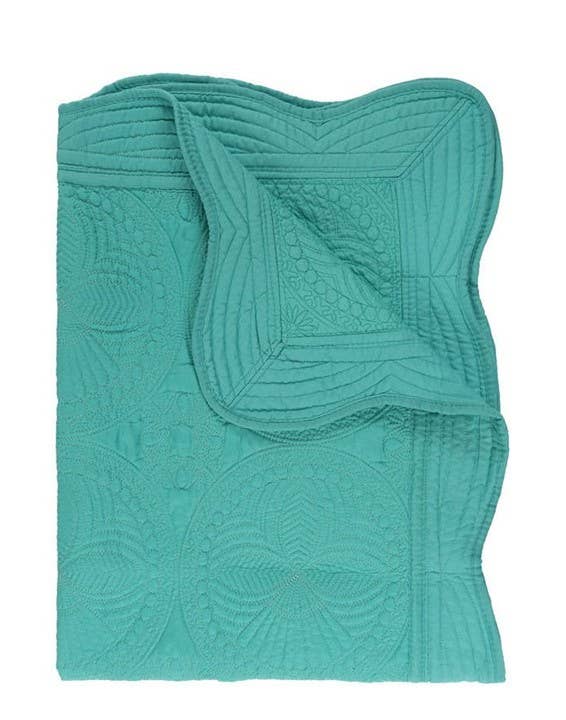 Heirloom Quilt - Baby Quilt Blanket Swaddle Monogram: Teal