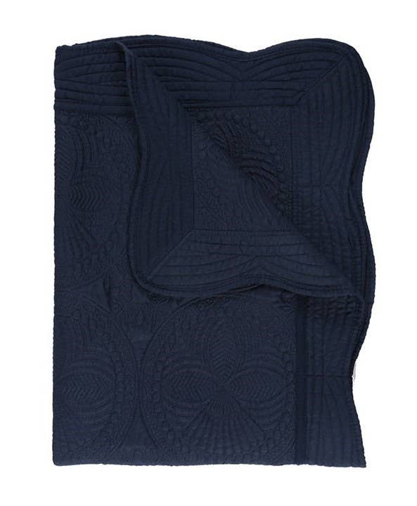 Heirloom Quilt - Baby Quilt Blanket Swaddle Monogram: White & Blue