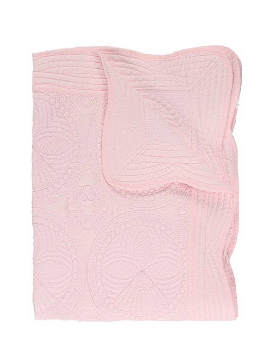 Heirloom Quilt - Baby Quilt Blanket Swaddle Monogram: White & Blue