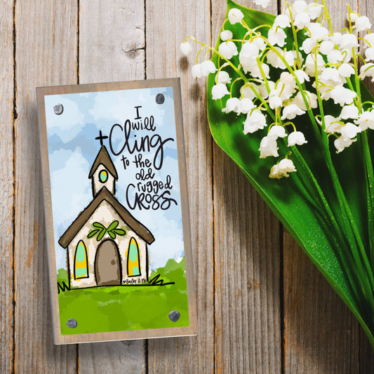 Old Rugged Cross Church Driftwood Happy Block