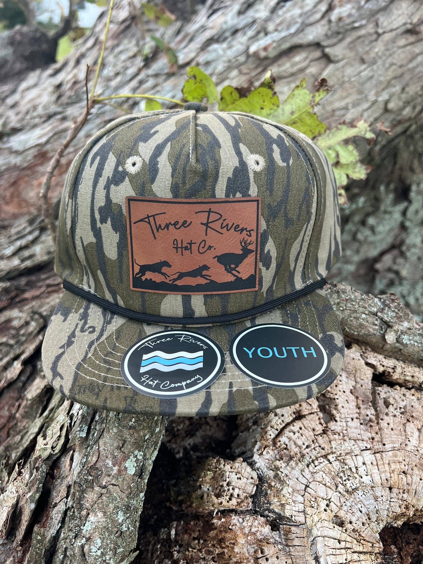 KIDS - Deer Dog Hunting - Camo Rope Hat - Mossy Oak Bottomland