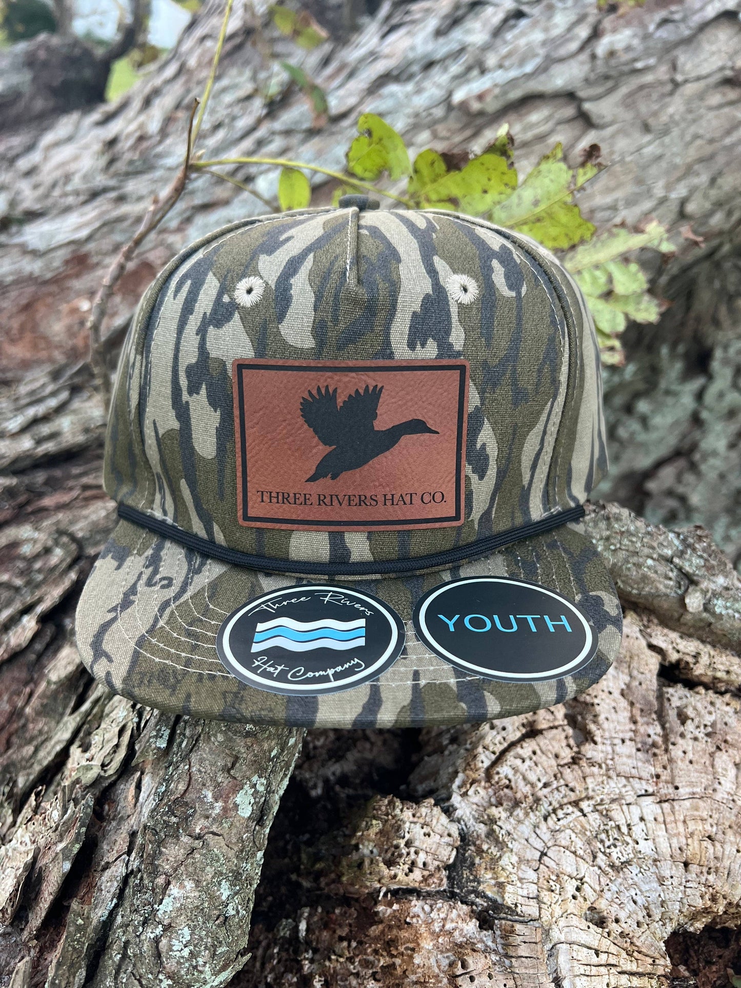 KIDS - Duck Silhouette - Camo Rope Hat - Mossy Oak Bottomland