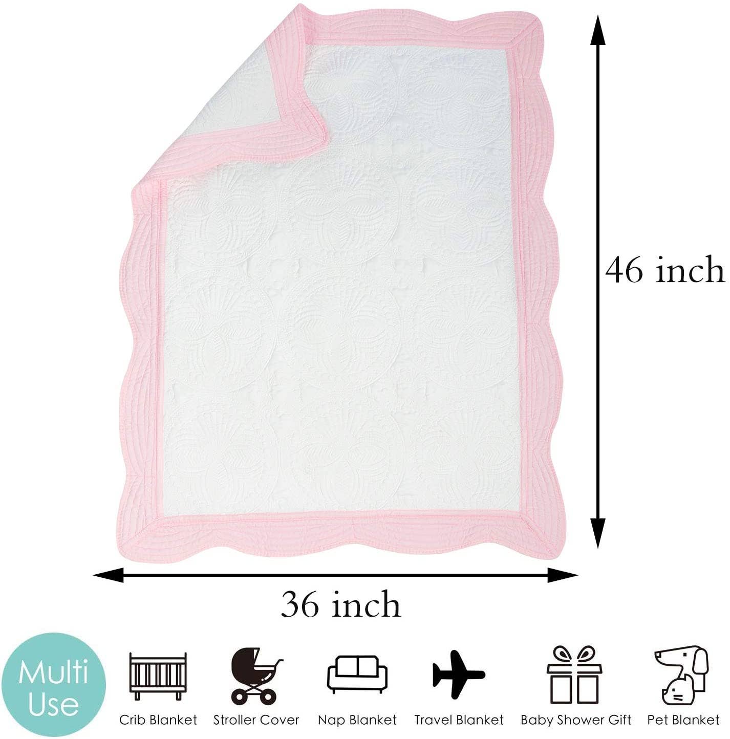 Heirloom Quilt - Baby Quilt Blanket Swaddle Monogram: White & Blue