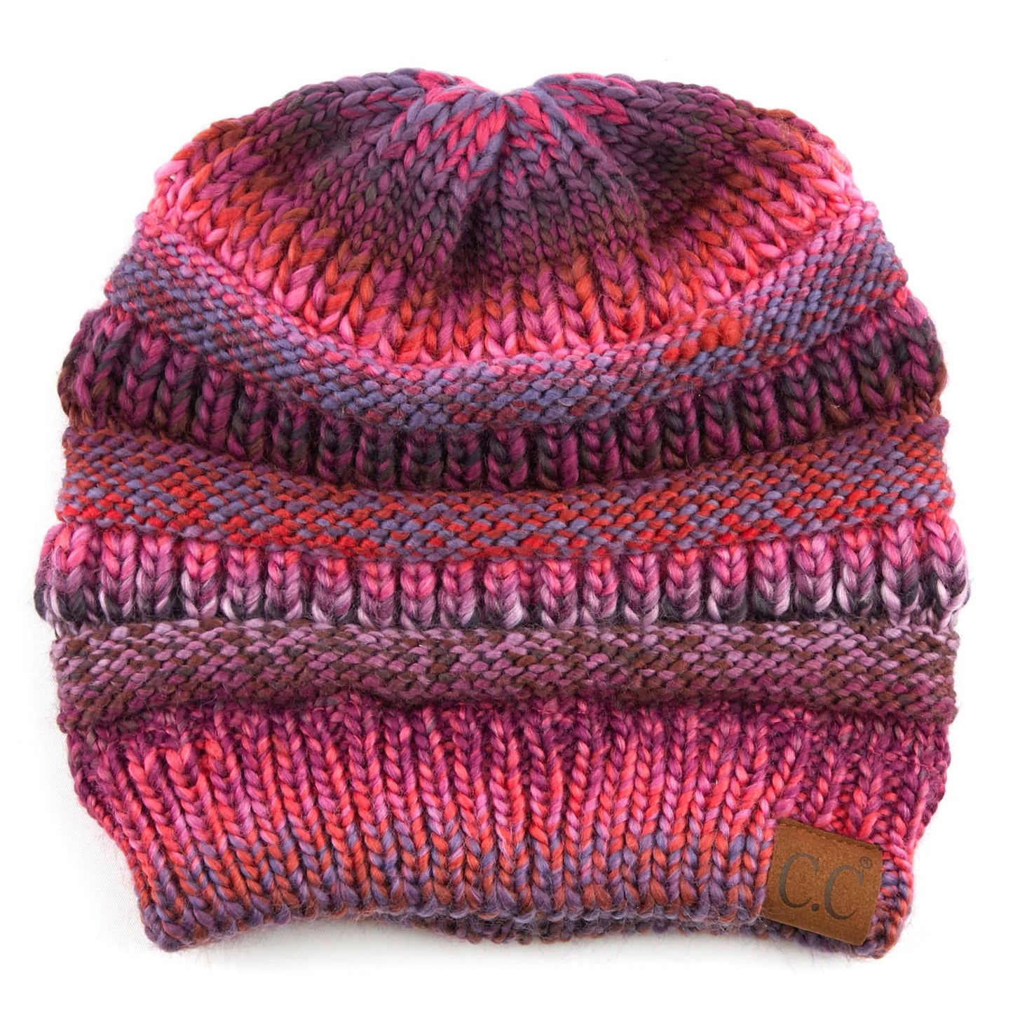 CC Comfy Striped Beanie - Burgundy Mix