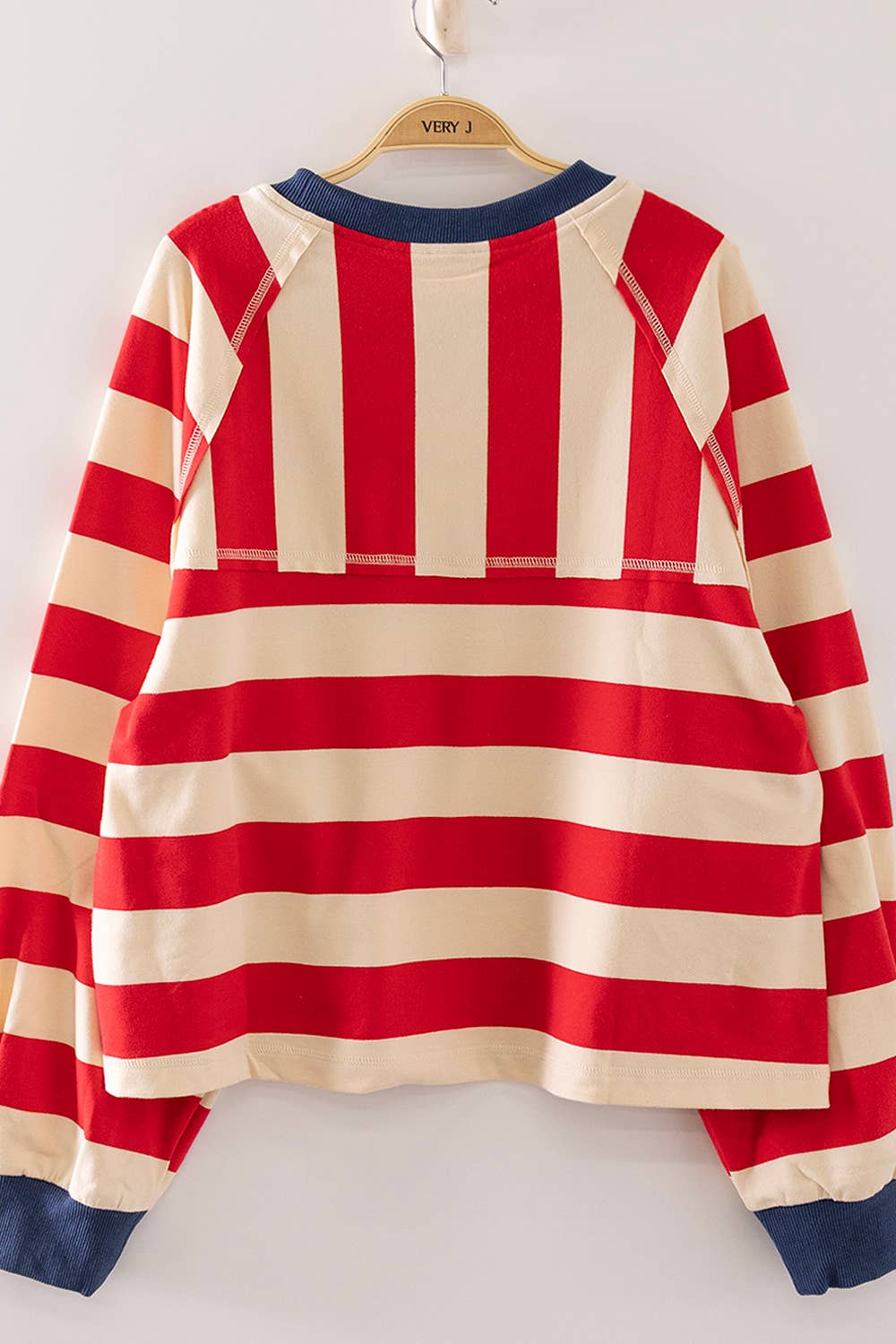 Casual Red & Cream Stripe Cropped Top