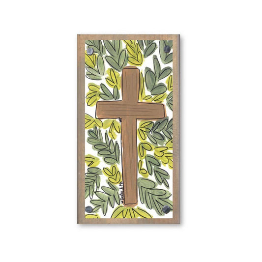 Greenery Cross Driftwood Happy Block
