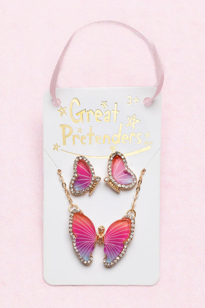Butterfly Necklace & Stud Earrings