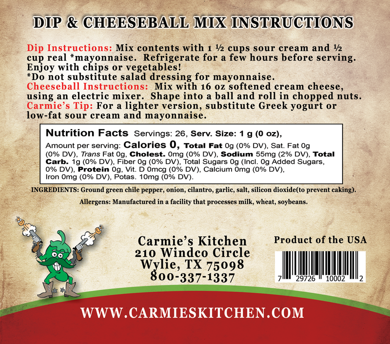 Green Chile & Cilantro Dip Mix - Carmie's Kitchen