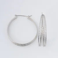 Large 3-Row Sparkle Hoop Earring
