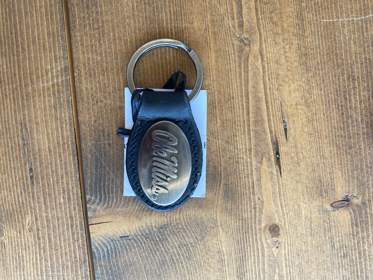 Leather Oval Keychain- Black