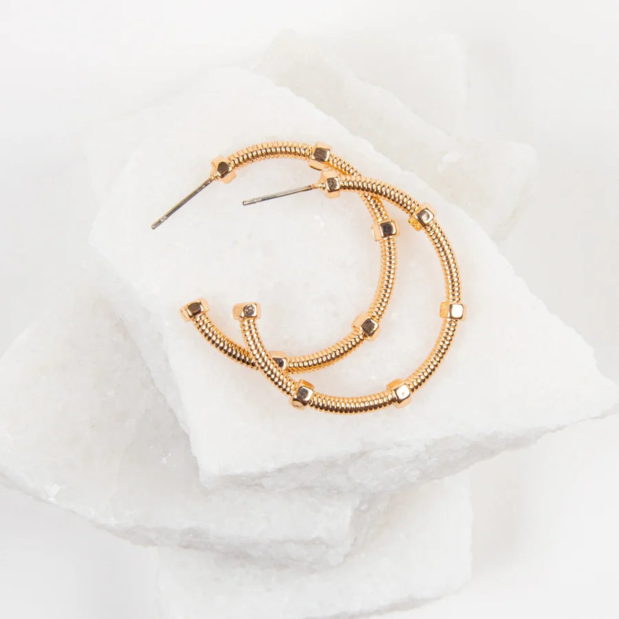 Large Textured C-Hoop Earring