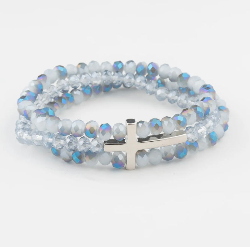 Beaded Cross Bracelet Set