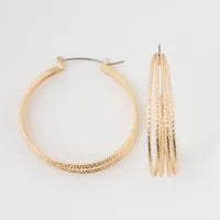 Large 3-Row Sparkle Hoop Earring