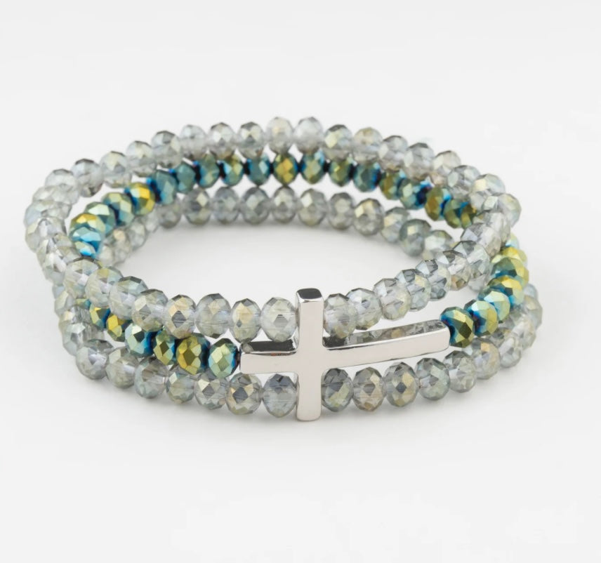 Beaded Cross Bracelet Set