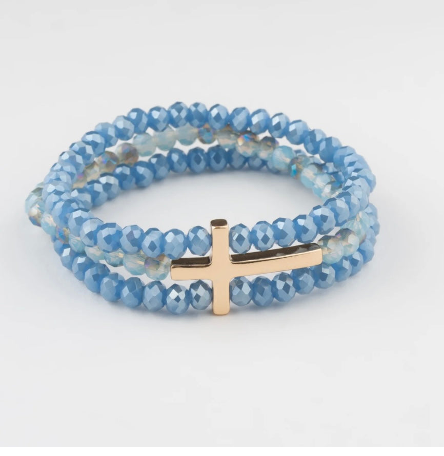 Beaded Cross Bracelet Set