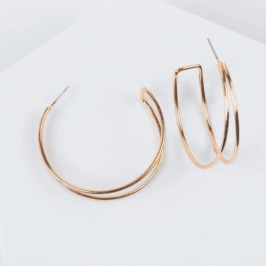 Large Double Bar C-Hoop Earring