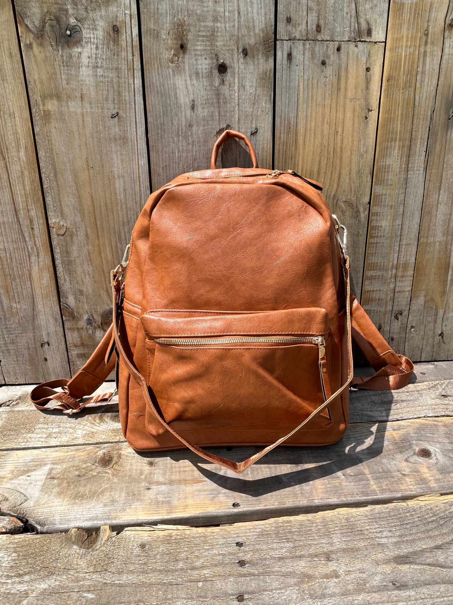 Large Burnt Orange Leather Backpack