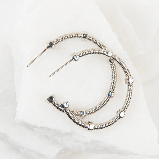 Large Textured C-Hoop Earring