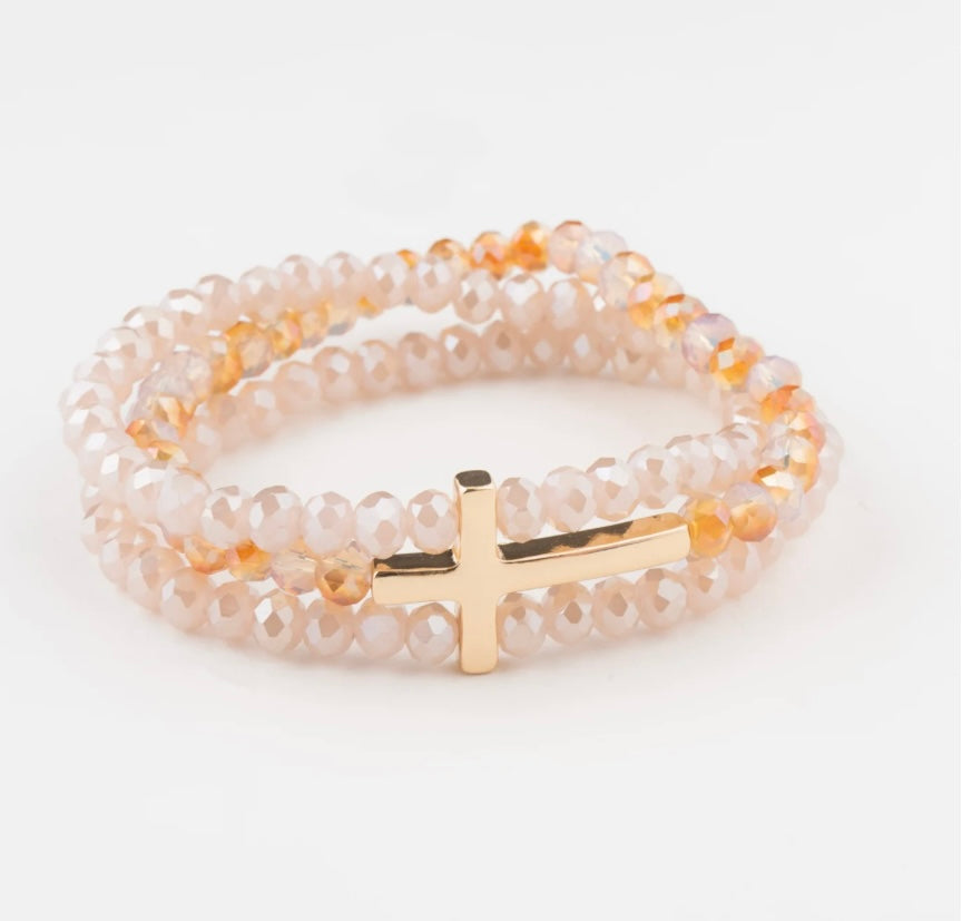 Beaded Cross Bracelet Set