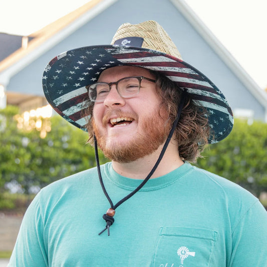American Flag Straw Hat - True Navy