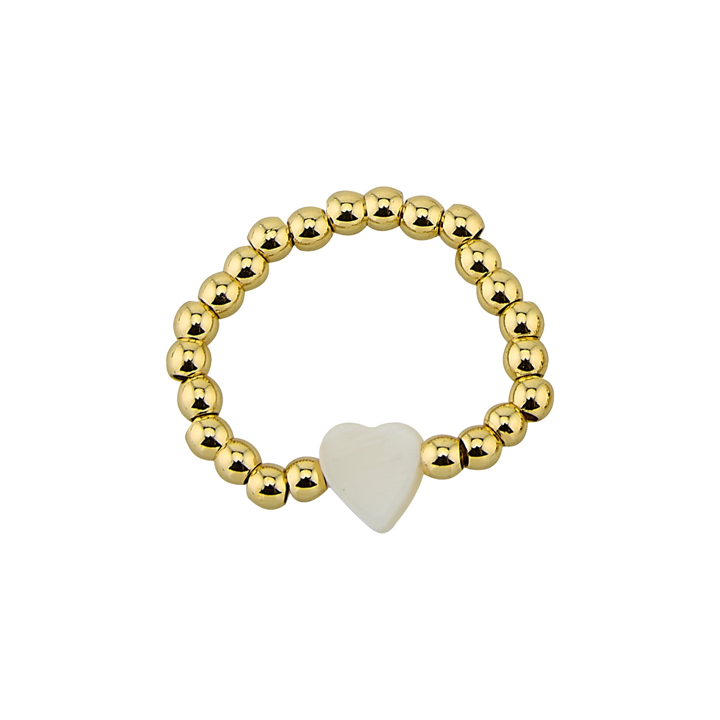 3MM Gold Ball Stretch Ring Shell Heart
