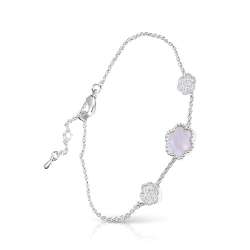Clover Pull-Cord Bracelet- Silver