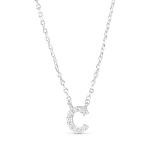 Silver CZ Initial Necklace