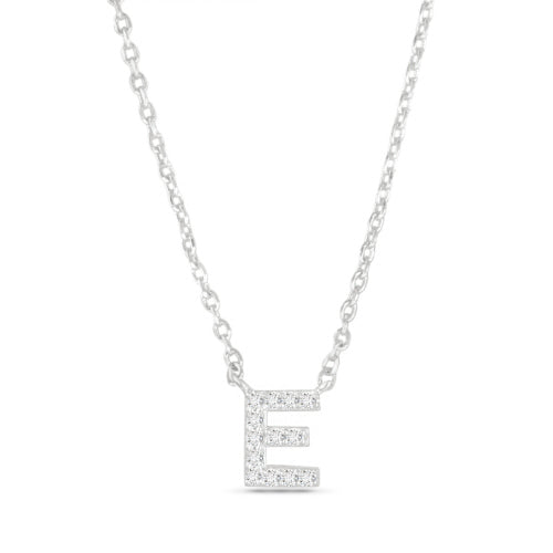 Silver CZ Initial Necklace