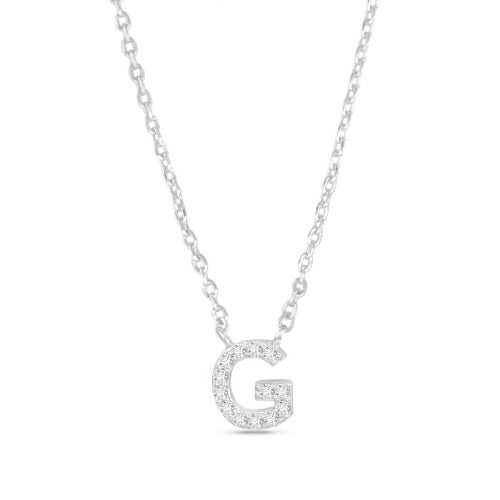 Silver CZ Initial Necklace