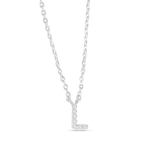 Silver CZ Initial Necklace