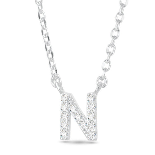 Silver CZ Initial Necklace