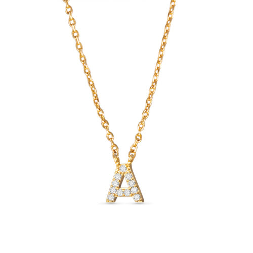 Gold CZ Initial Necklace