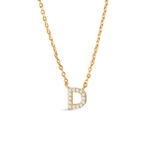Gold CZ Initial Necklace