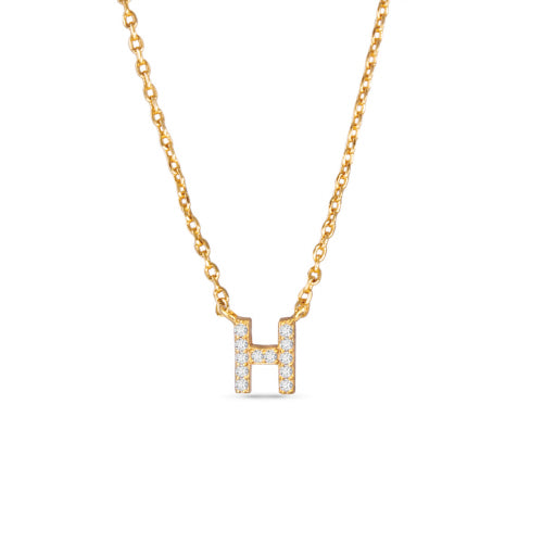 Gold CZ Initial Necklace