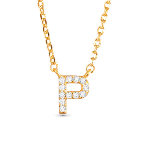 Gold CZ Initial Necklace
